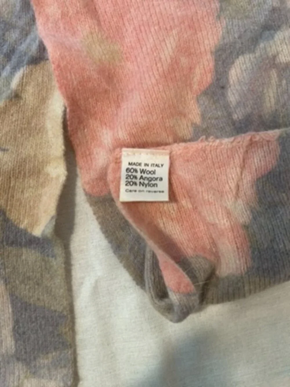 Pastel Flower Print Angora Scarf